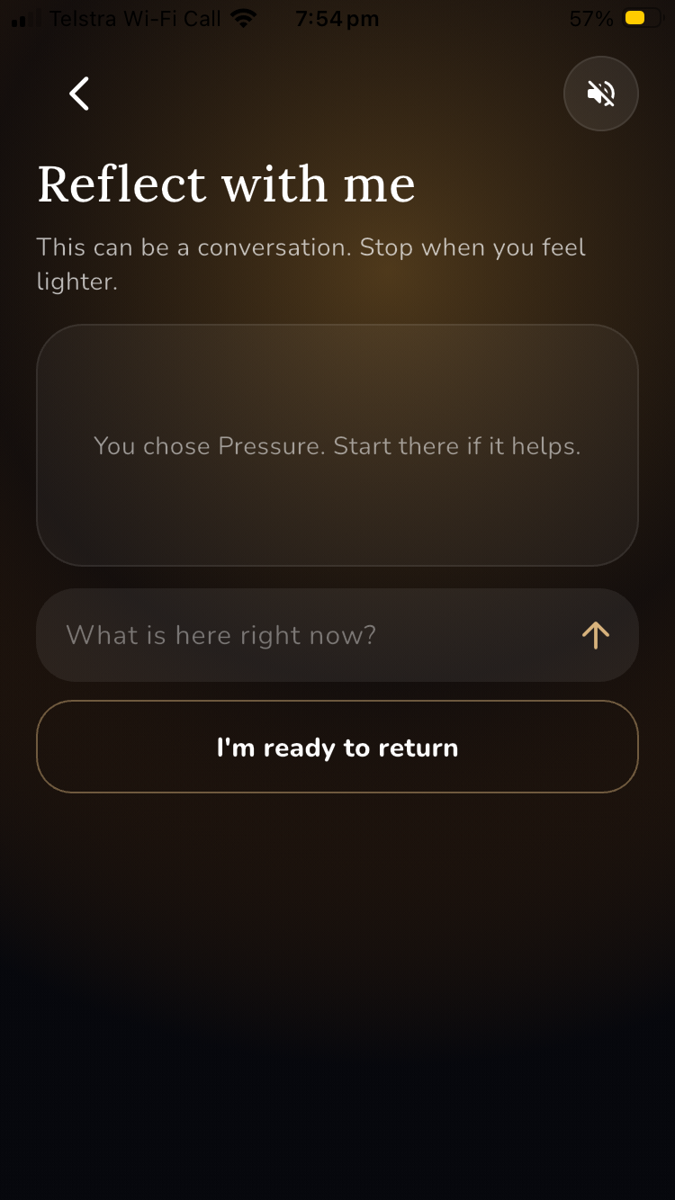 Next Moment — Reflection and AI Guidance screen